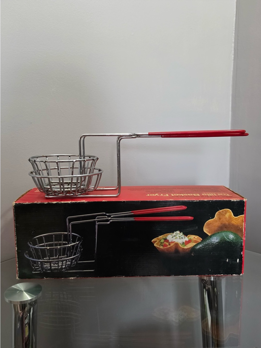 Amco Houseworks Red 2-piece Tortilla Basket Fryer set taco salad vintage